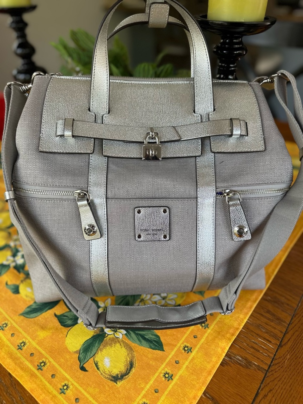 Shimmery Silver Henri Bendel Large Jettsetter 3-Way EUC!!!! HTF!!!!